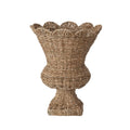 Hand-Woven Rattan Scalloped Urn, Natural