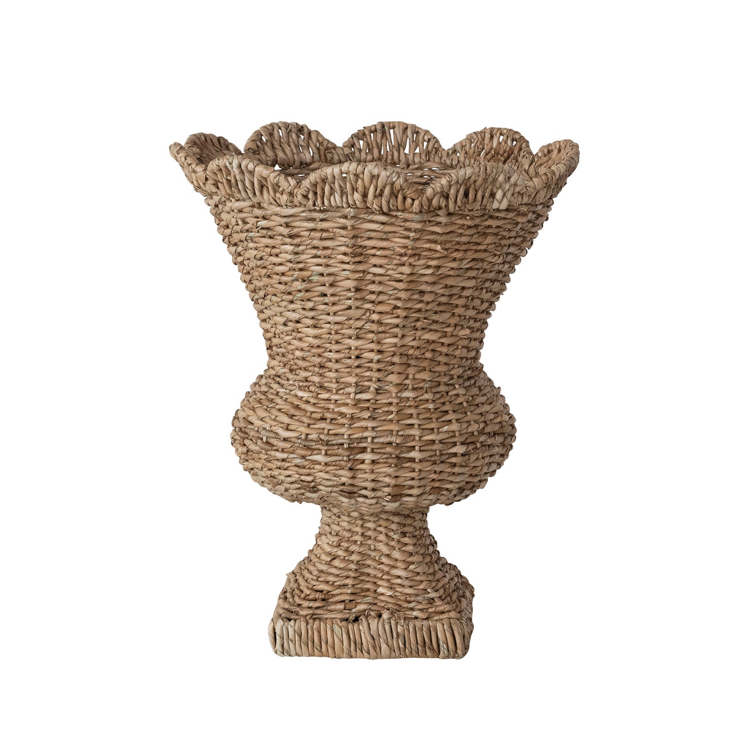 Hand-Woven Rattan Scalloped Urn, Natural
