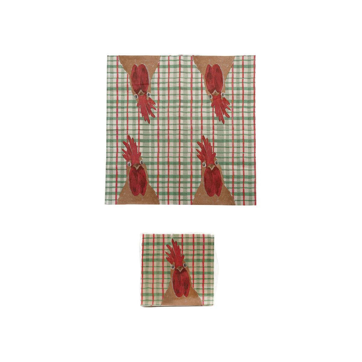 Paper Cocktail Napkins with Holiday Pattern & Chicken