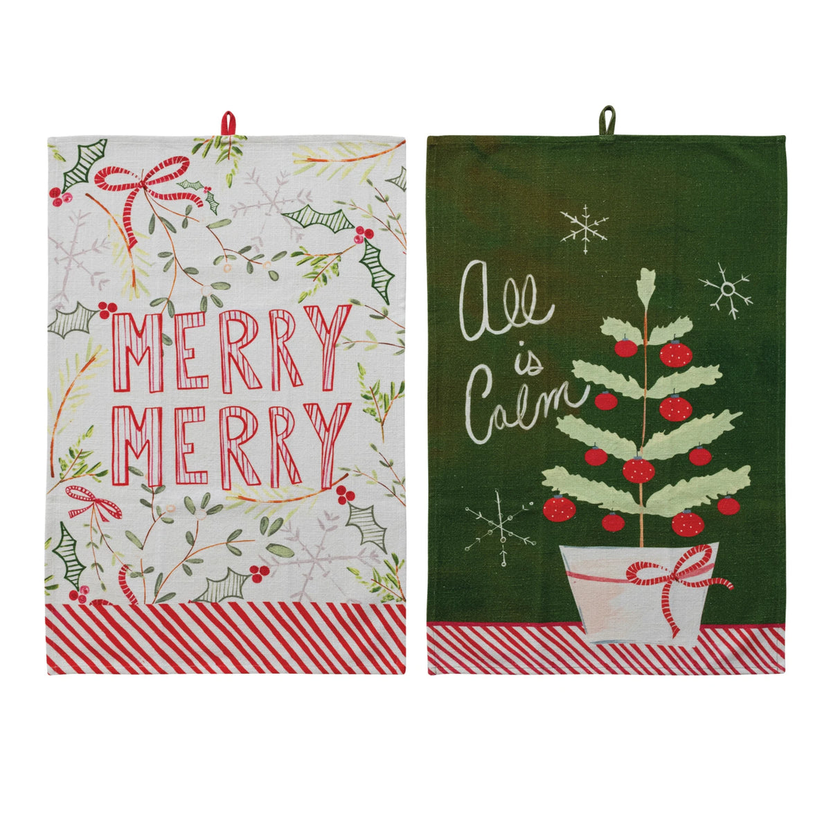Cotton Slub Printed Tea Towel with Seasonal Image/Saying