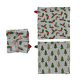Cotton Printed Waffle Weave Dish Cloths, Set of 2 Tied with Cotton Tape