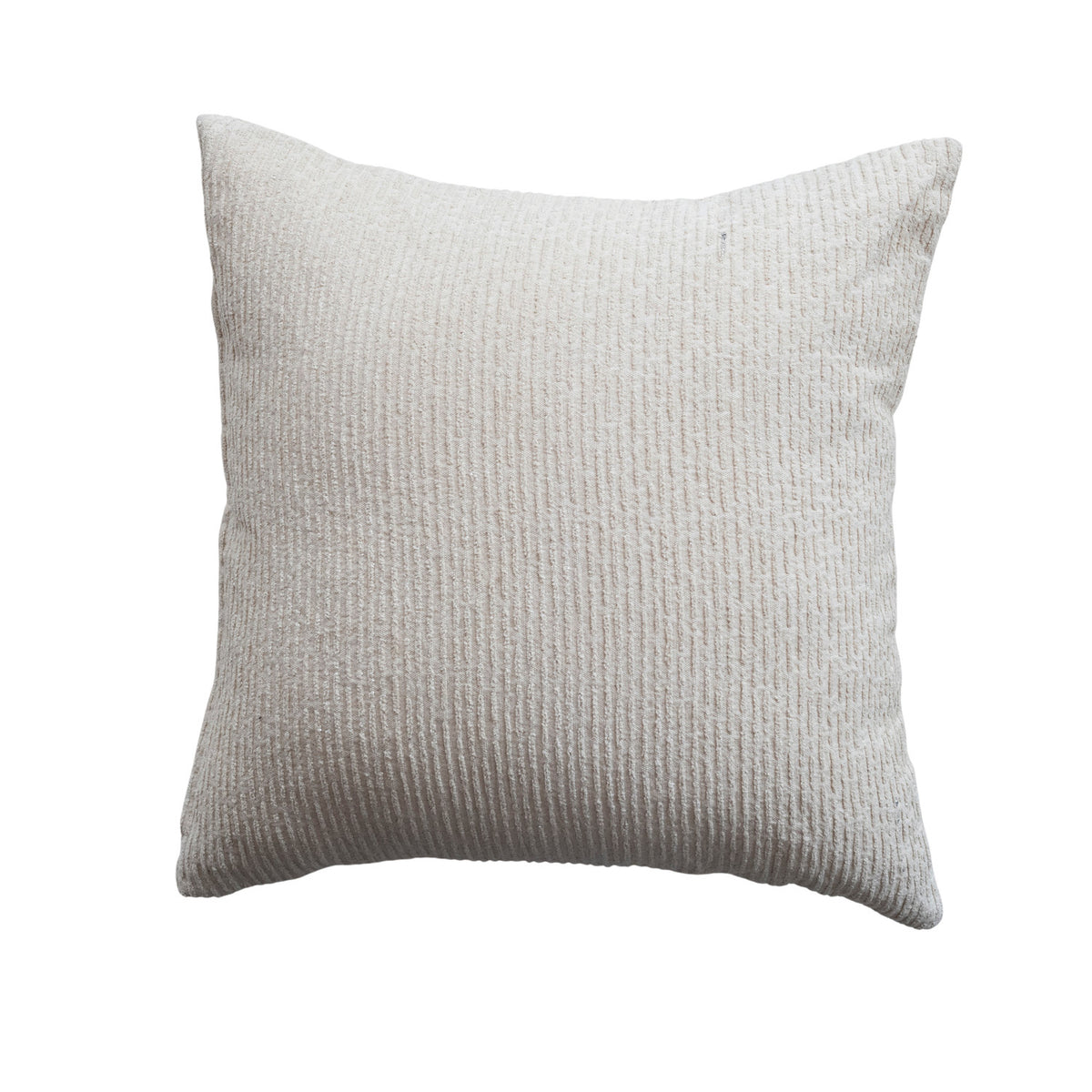 18" Square Woven Cotton Pillow with Metallic Silver Thread Embroidery