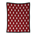 Cotton Knit Throw with Tree & Heart Pattern, Red