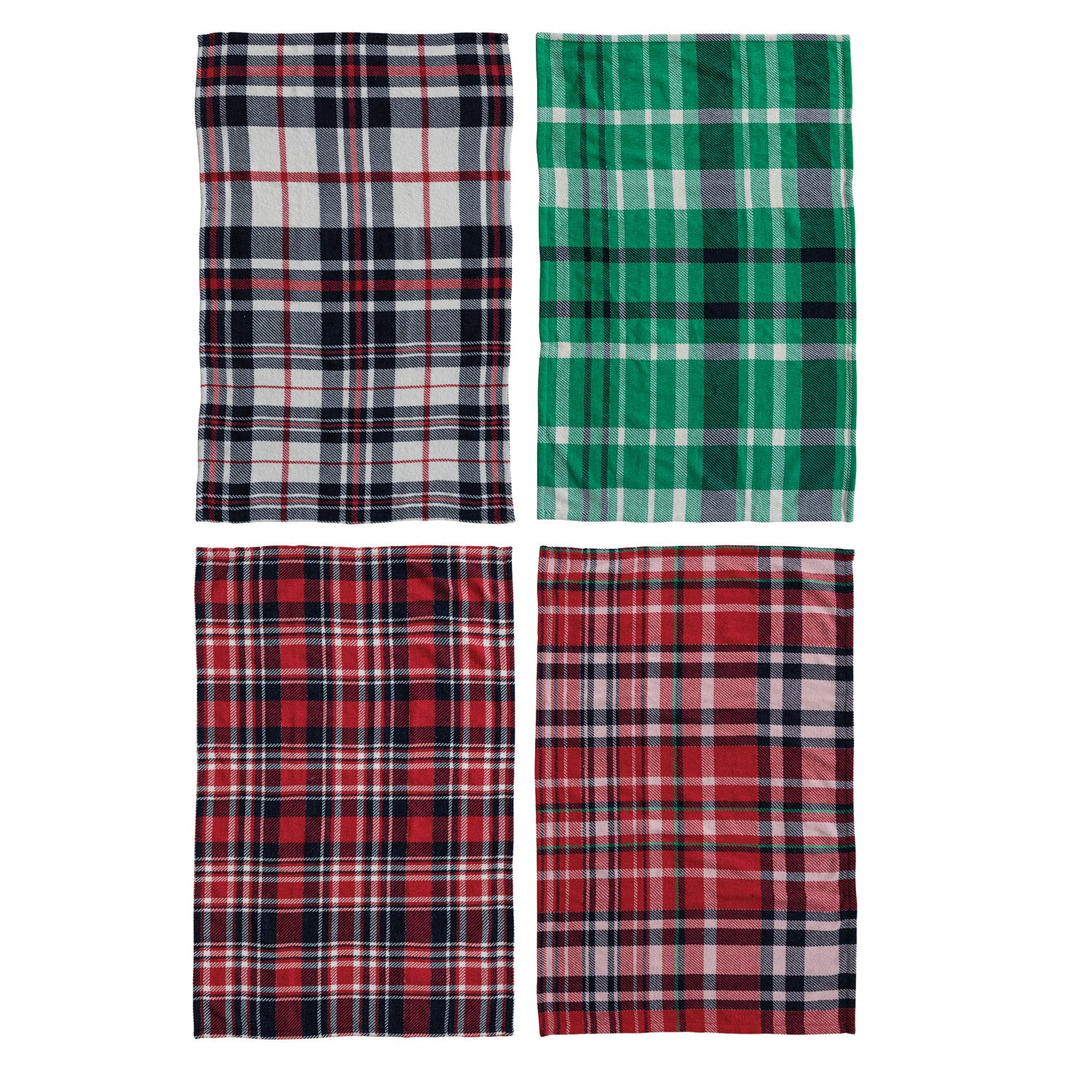 Woven Recycled Brushed Microfibre Tea Towel with Plaid Pattern