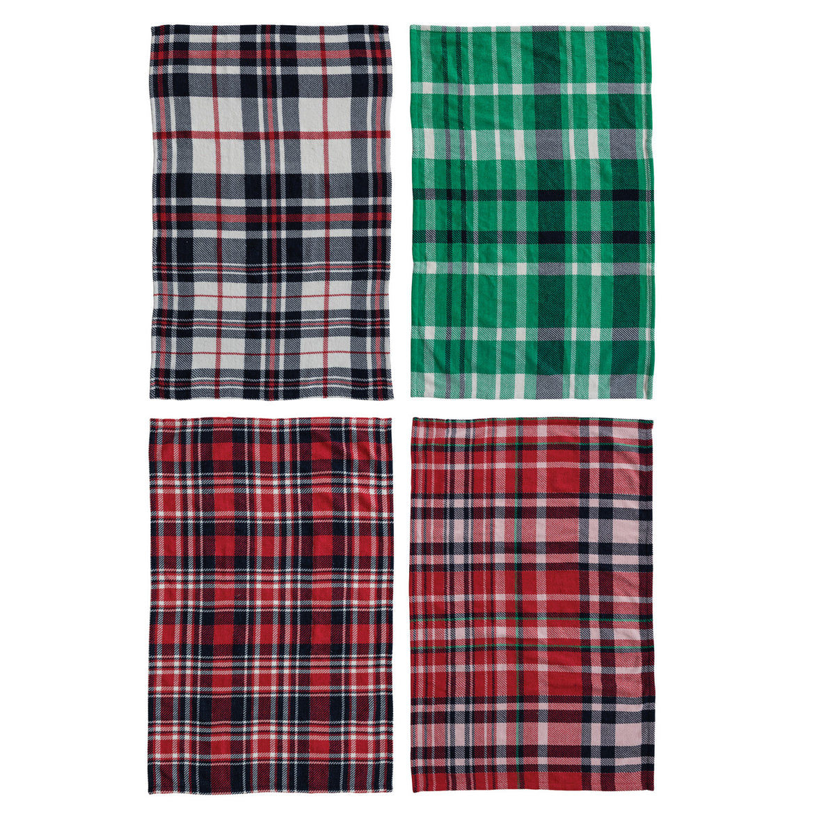 Woven Recycled Brushed Microfibre Tea Towel with Plaid Pattern