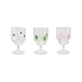Stemmed Wine Glass with Embedded Holiday Icons