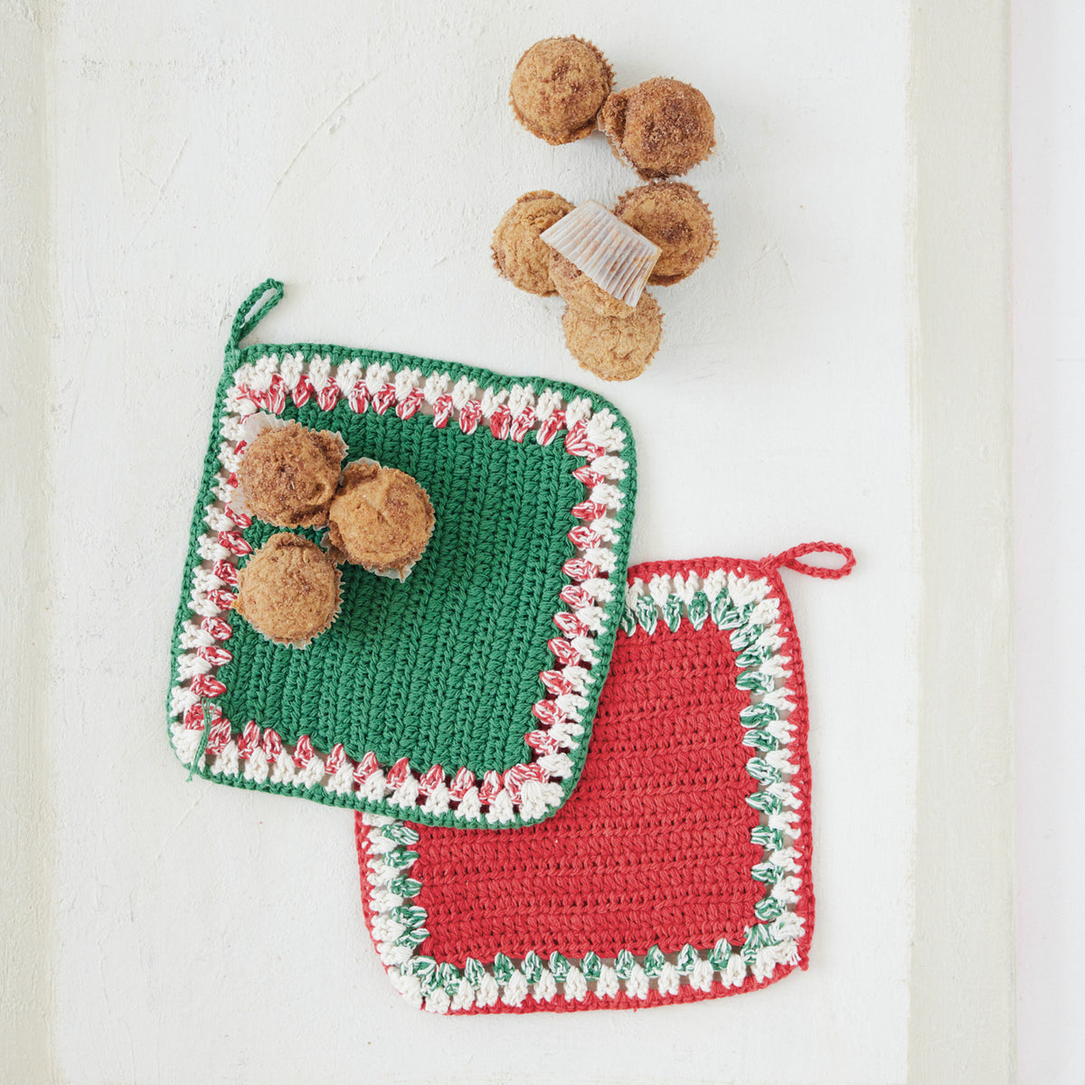 Cotton Crocheted Pot Holder with Contrasting Border