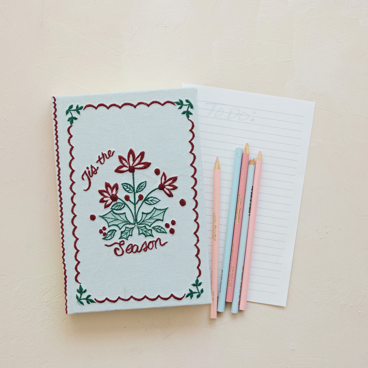 Handmade Paper & Embroidered Fabric Bound Notebook