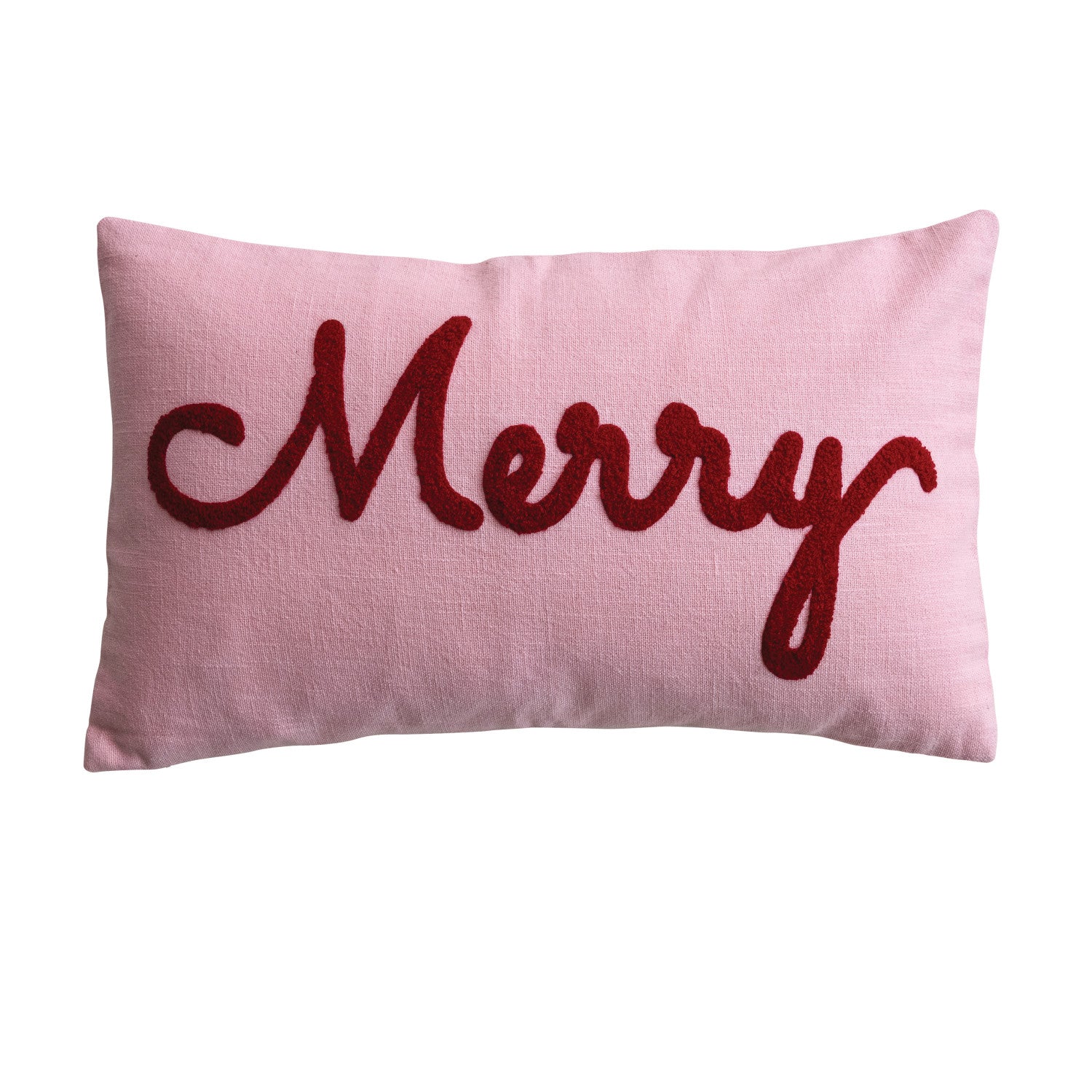 Square Cotton Slub Lumbar Pillow with Tufted "Merry"