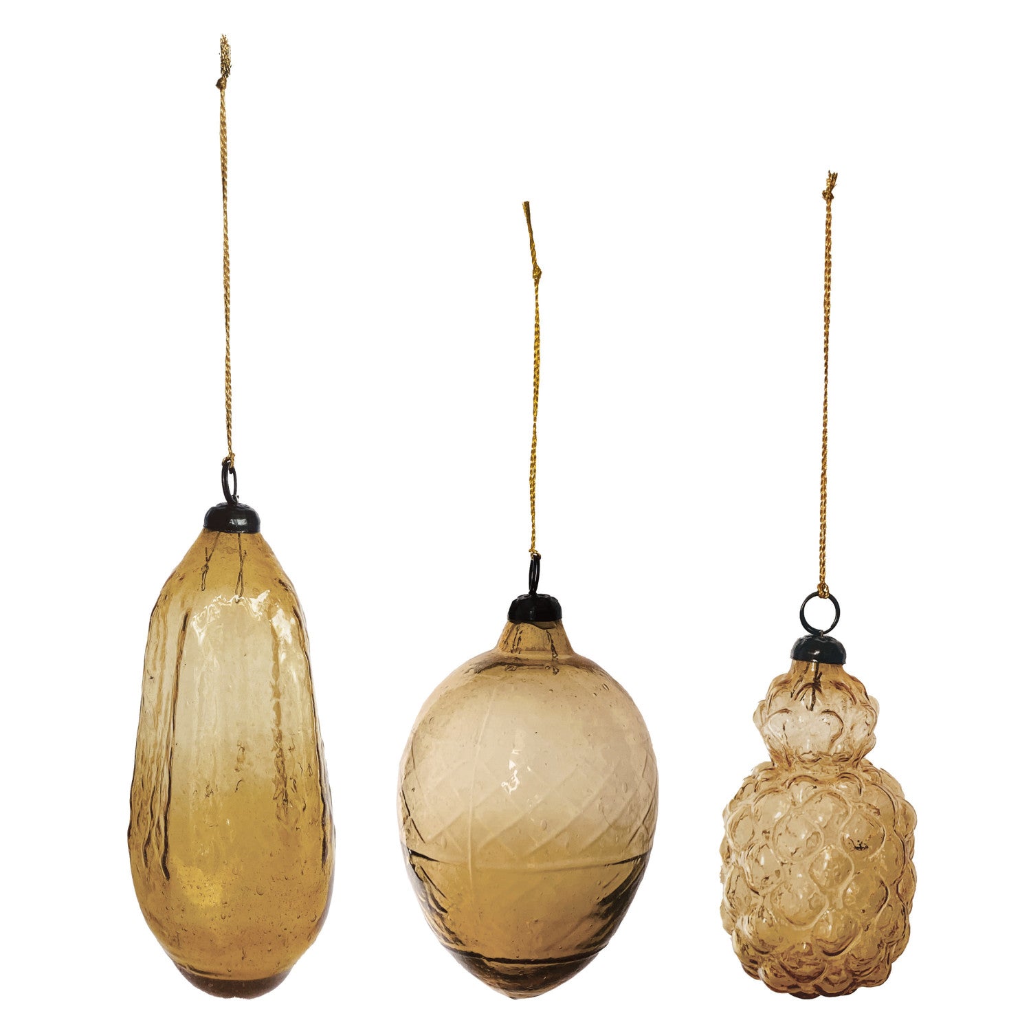 Hand-Blown Glass Ornament, Amber Color