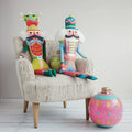 Woven Cotton Printed Nutcracker Shaped Pillow with Embroidery
