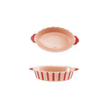 Cup Stoneware Scalloped Baker with Stripes & Handles