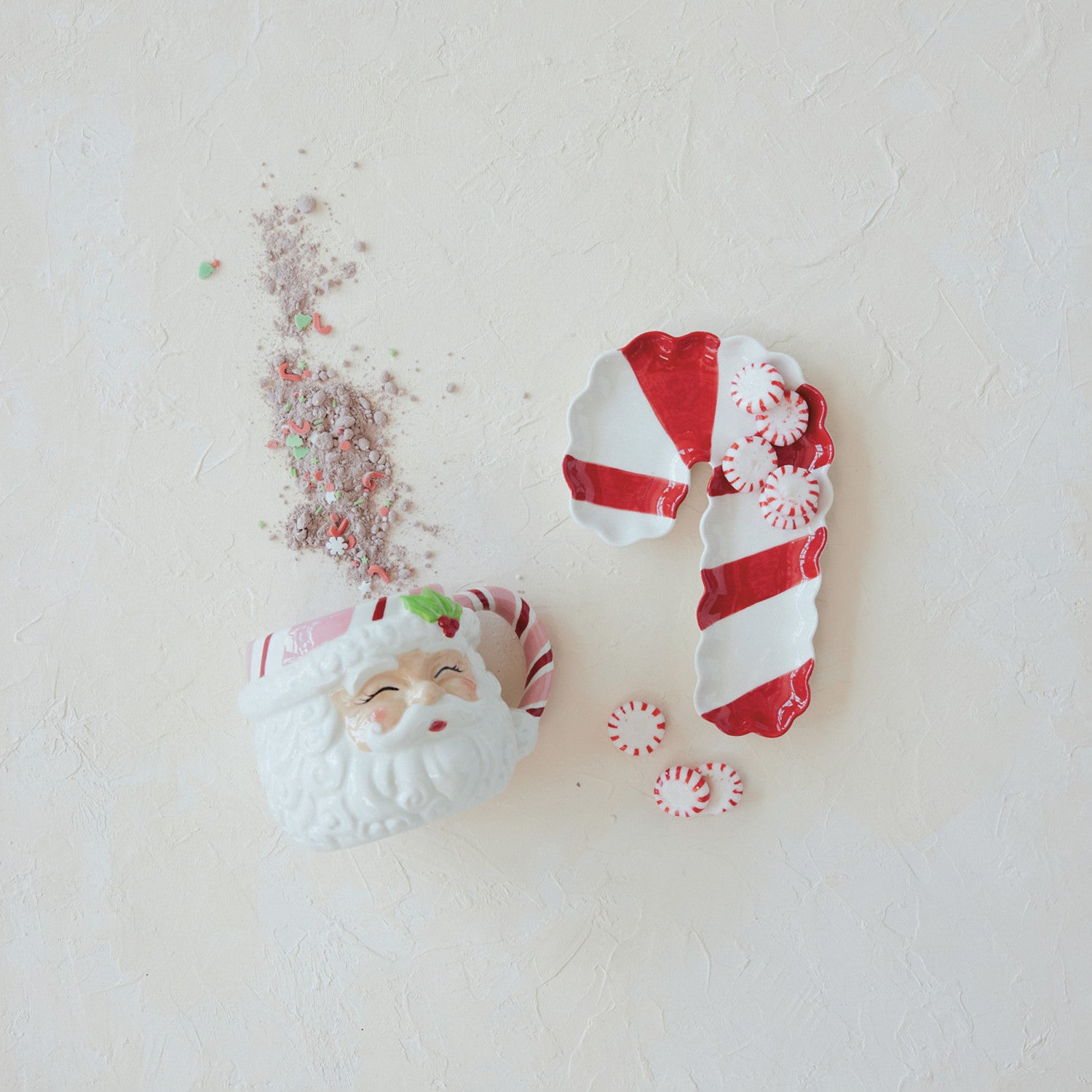 Candy Cane Shaped Dish, Red & White