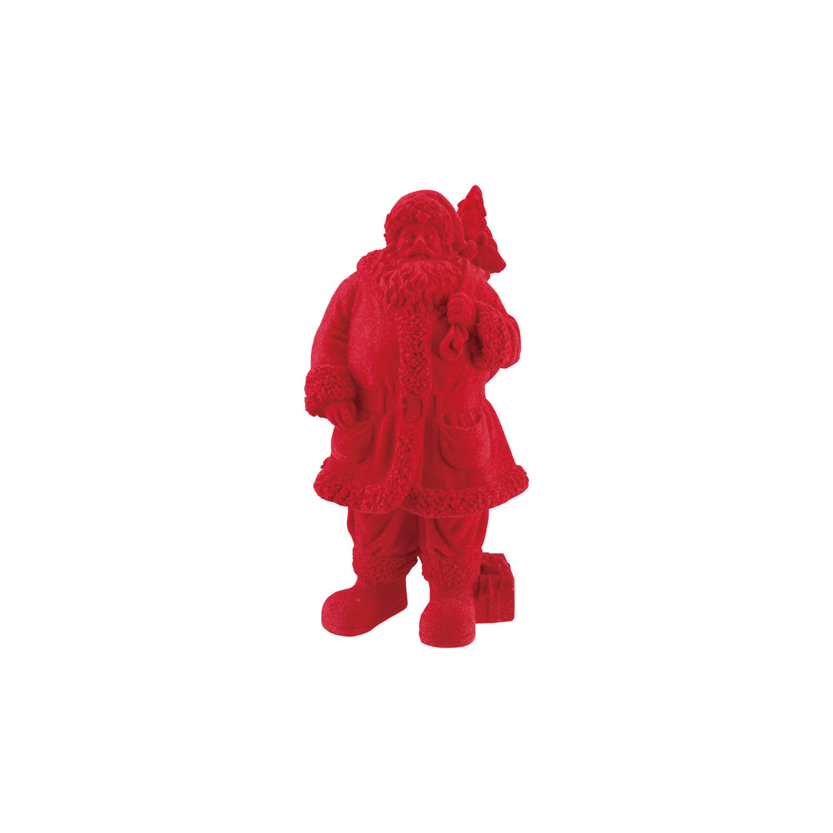 Flocked Resin Santa, Red