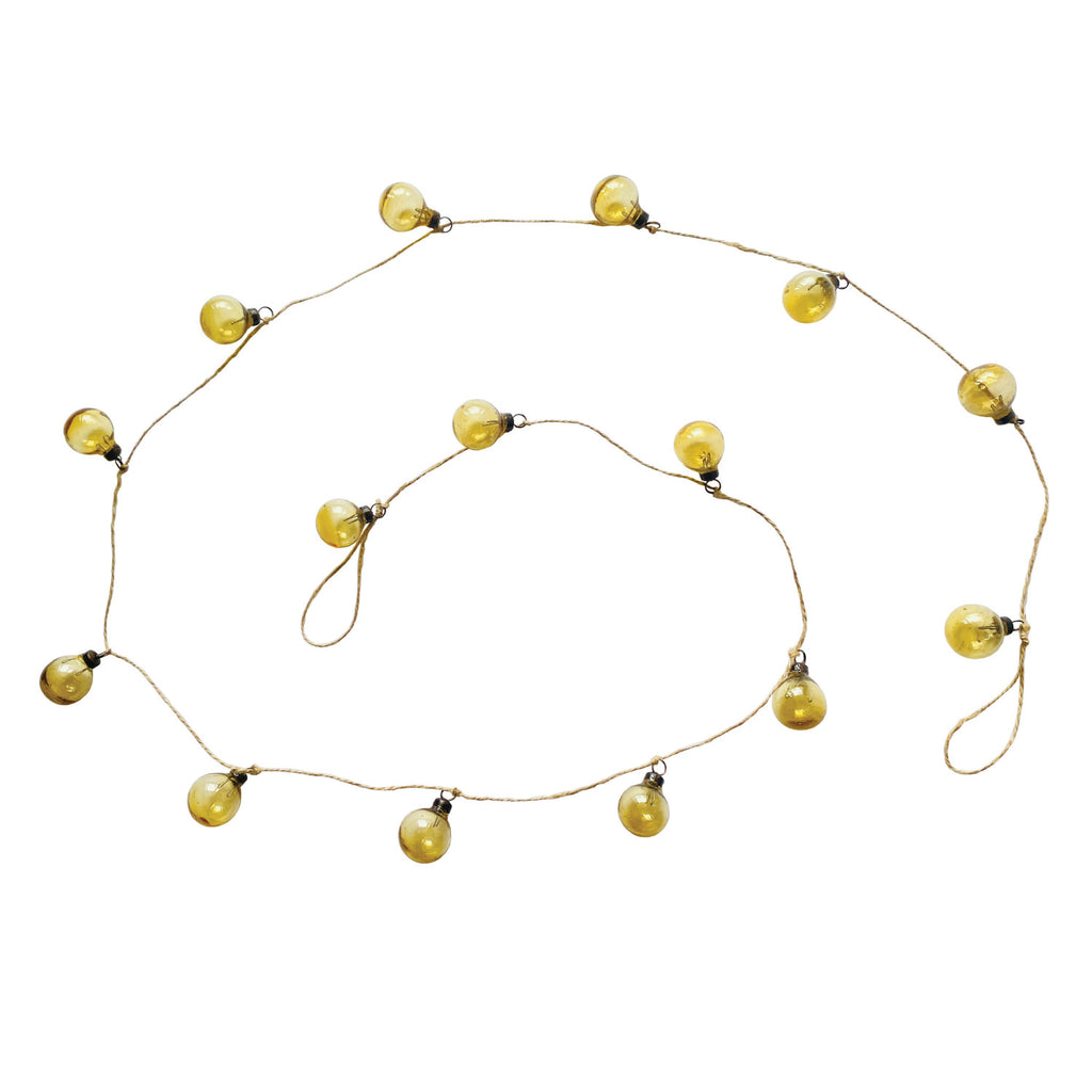 Hand-Blown Glass Ball Ornament Garland with Jute Cord