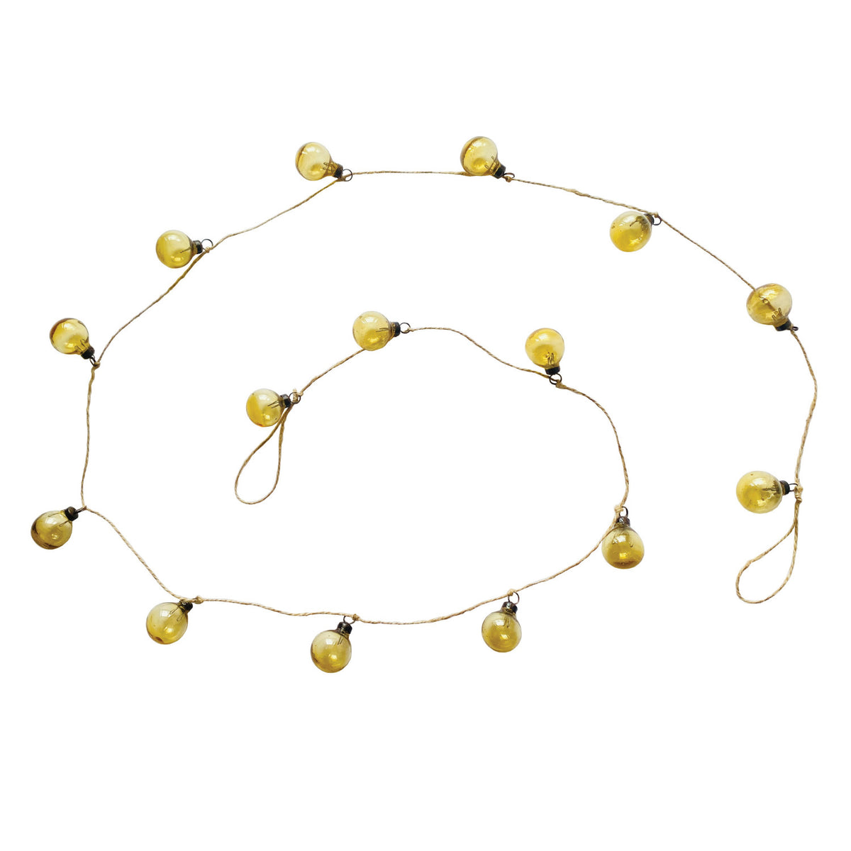 Hand-Blown Glass Ball Ornament Garland with Jute Cord