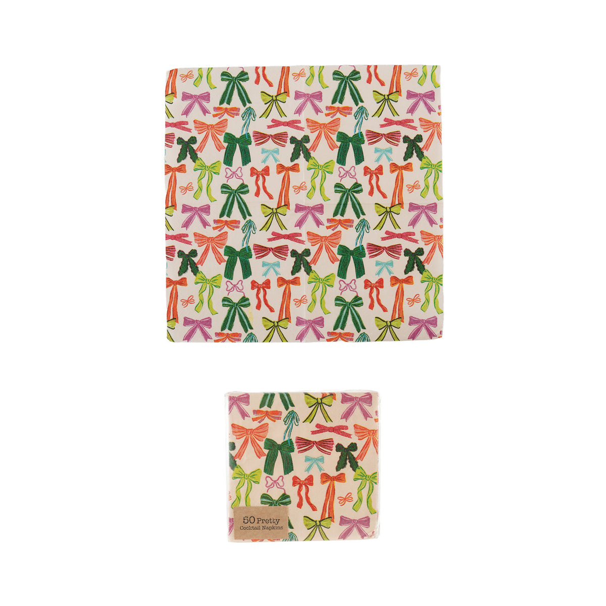 Paper Cocktail Napkins with Bow Pattern (Contains 50 Folded Pieces)